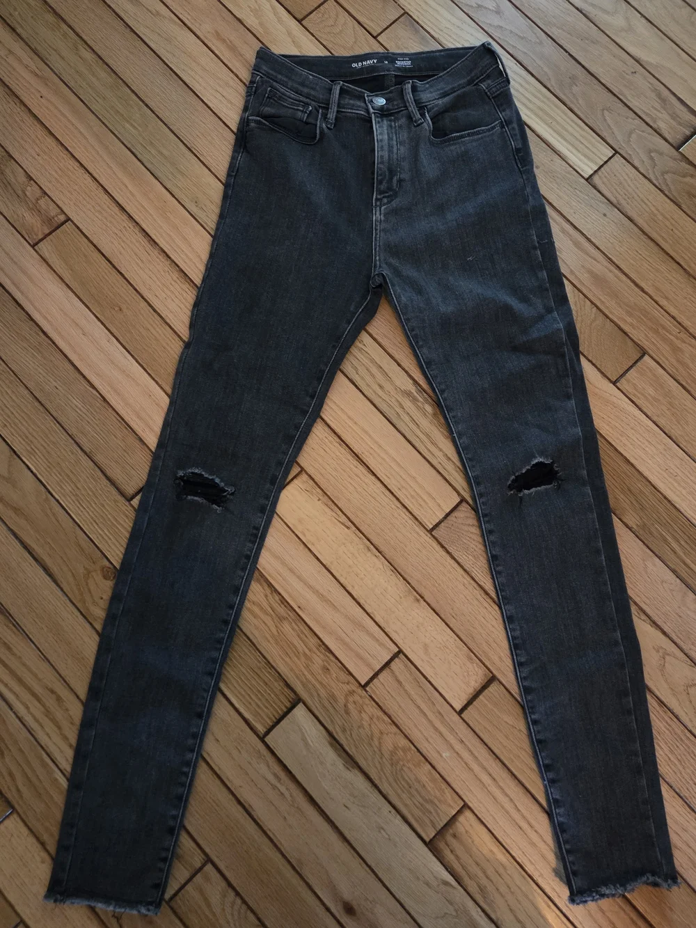 Old Navy Girls- Dark Black Rockstar Skinny Ripped Jeans